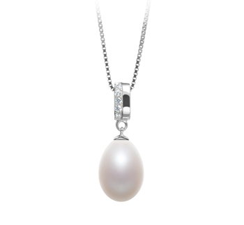 10-11mm AA - Drop Quality Freshwater Cultured Pearl Pendant in Karley White