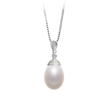 10-11mm AA - Drop Quality Freshwater Cultured Pearl Pendant in Kaylee White 10-11mm AA - Drop Quality Freshwater Cultured Pearl Pendant in Kaylee White