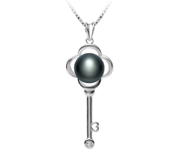 8-9mm AAA Quality Freshwater Cultured Pearl Pendant in Key Black
