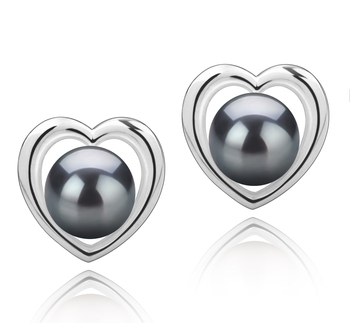 8-9mm AAA Quality Tahitian Cultured Pearl Earring Pair in Kimberly-Heart Black 8-9mm AAA Quality Tahitian Cultured Pearl Earring Pair in Kimberly-Heart Black