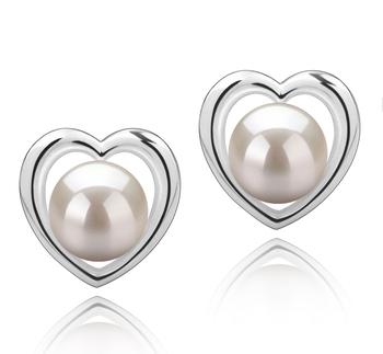 8-9mm AAAA Quality Freshwater Cultured Pearl Earring Pair in Kimberly-Heart White