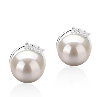 7-8mm AAAA Quality Freshwater Cultured Pearl Earring Pair in Leslie White 7-8mm AAAA Quality Freshwater Cultured Pearl Earring Pair in Leslie White