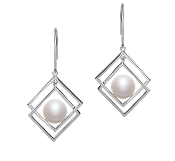 8-9mm AAA Quality Freshwater Cultured Pearl Earring Pair in Lilian White 8-9mm AAA Quality Freshwater Cultured Pearl Earring Pair in Lilian White