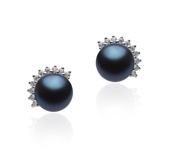 7-8mm AA Quality Freshwater Cultured Pearl Earring Pair in Louisa Black 7-8mm AA Quality Freshwater Cultured Pearl Earring Pair in Louisa Black