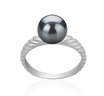8-9mm AAAA Quality Freshwater Cultured Pearl Ring in Mada Black 8-9mm AAAA Quality Freshwater Cultured Pearl Ring in Mada Black