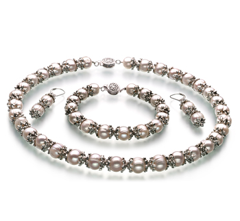 8-9mm A Quality Freshwater Cultured Pearl Set in MarieAnt White 8-9mm A Quality Freshwater Cultured Pearl Set in MarieAnt White