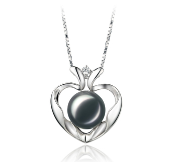 9-10mm AA Quality Freshwater Cultured Pearl Pendant in Marlina Heart Black 9-10mm AA Quality Freshwater Cultured Pearl Pendant in Marlina Heart Black
