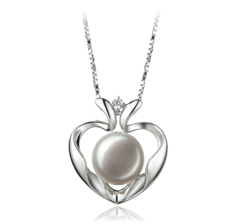 9-10mm AA Quality Freshwater Cultured Pearl Pendant in Marlina Heart White 9-10mm AA Quality Freshwater Cultured Pearl Pendant in Marlina Heart White