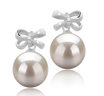 9-10mm AAAA Quality Freshwater Cultured Pearl Earring Pair in Marte White 9-10mm AAAA Quality Freshwater Cultured Pearl Earring Pair in Marte White