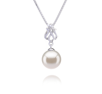 9-10mm AAAA Quality Freshwater Cultured Pearl Pendant in Merina White