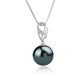 11-12mm AAA Quality Tahitian Cultured Pearl Pendant in Moira Black