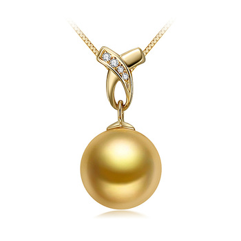 10-11mm AAA Quality South Sea Cultured Pearl Pendant in Monica Gold 10-11mm AAA Quality South Sea Cultured Pearl Pendant in Monica Gold