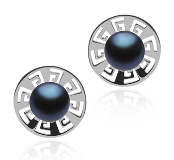 8-9mm AAA Quality Freshwater Cultured Pearl Earring Pair in Noah Black