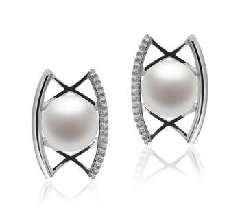 8-9mm AAA Quality Freshwater Cultured Pearl Earring Pair in Odelia White 8-9mm AAA Quality Freshwater Cultured Pearl Earring Pair in Odelia White
