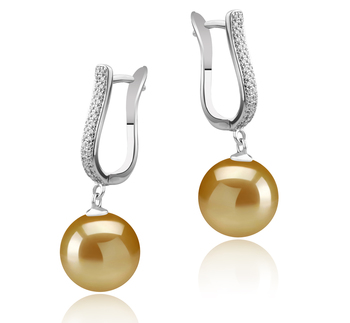 10-11mm AAA Quality South Sea Cultured Pearl Earring Pair in Ophelia Gold 10-11mm AAA Quality South Sea Cultured Pearl Earring Pair in Ophelia Gold