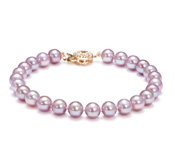 6-7mm AAAA Quality Freshwater Cultured Pearl Bracelet in Lavender