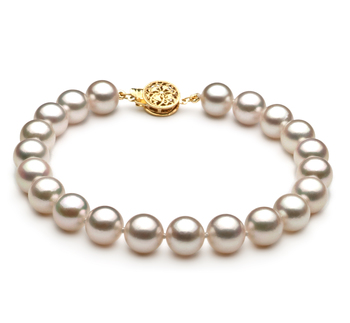 7.5-8mm AA Quality Japanese Akoya Cultured Pearl Bracelet in White