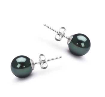 7-8mm AA Quality Japanese Akoya Cultured Pearl Earring Pair in Black 7-8mm AA Quality Japanese Akoya Cultured Pearl Earring Pair in Black