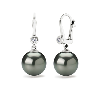 10-11mm AAA Quality Tahitian Cultured Pearl Earring Pair in Black 10-11mm AAA Quality Tahitian Cultured Pearl Earring Pair in Black