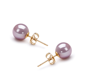 6-7mm AAAA Quality Freshwater Cultured Pearl Earring Pair in Lavender