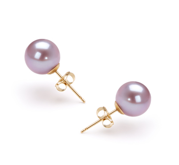 7-8mm AAAA Quality Freshwater Cultured Pearl Earring Pair in Lavender 7-8mm AAAA Quality Freshwater Cultured Pearl Earring Pair in Lavender