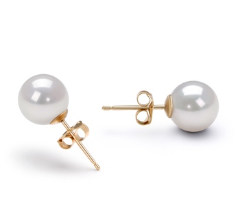 7.5-8mm AA Quality Japanese Akoya Cultured Pearl Earring Pair in White 7.5-8mm AA Quality Japanese Akoya Cultured Pearl Earring Pair in White