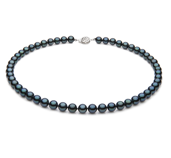 7-7.5mm AA Quality Japanese Akoya Cultured Pearl Necklace in Black