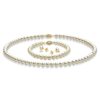 5-6mm AAA Quality Freshwater Cultured Pearl Set in White 5-6mm AAA Quality Freshwater Cultured Pearl Set in White