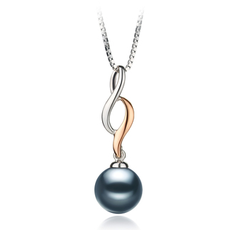 8-9mm AA Quality Japanese Akoya Cultured Pearl Pendant in Pennie Black