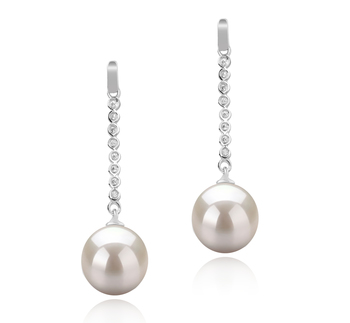 10-11mm AAAA Quality Freshwater Cultured Pearl Earring Pair in Porsha White 10-11mm AAAA Quality Freshwater Cultured Pearl Earring Pair in Porsha White