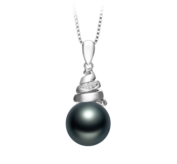 10-11mm AAA Quality Tahitian Cultured Pearl Pendant in Romola Black