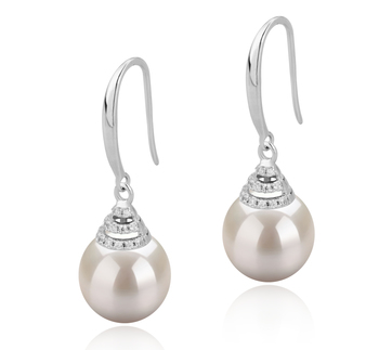 10-11mm AAAA Quality Freshwater Cultured Pearl Earring Pair in Roxanne White 10-11mm AAAA Quality Freshwater Cultured Pearl Earring Pair in Roxanne White