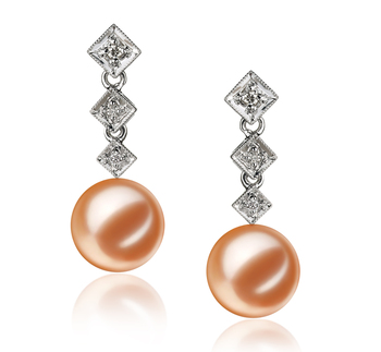9-10mm AAAA Quality Freshwater Cultured Pearl Earring Pair in Rozene Pink 9-10mm AAAA Quality Freshwater Cultured Pearl Earring Pair in Rozene Pink