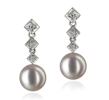 8-9mm AAA Quality Japanese Akoya Cultured Pearl Earring Pair in Rozene White 8-9mm AAA Quality Japanese Akoya Cultured Pearl Earring Pair in Rozene White