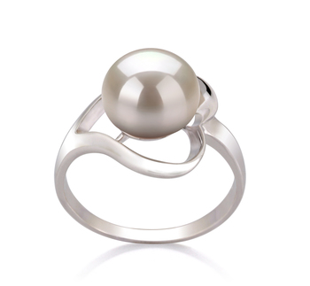 9-10mm AA Quality Freshwater Cultured Pearl Ring in Sadie White 9-10mm AA Quality Freshwater Cultured Pearl Ring in Sadie White
