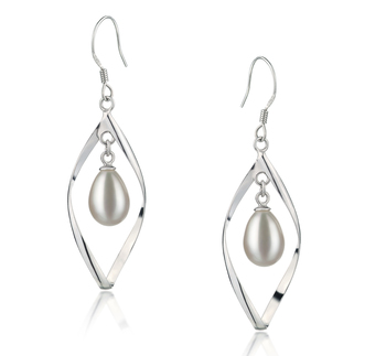7-8mm AA - Drop Quality Freshwater Cultured Pearl Earring Pair in Sandy White 7-8mm AA - Drop Quality Freshwater Cultured Pearl Earring Pair in Sandy White