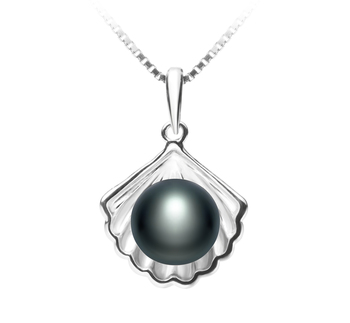 7-8mm AA Quality Freshwater Cultured Pearl Pendant in Shell Black 7-8mm AA Quality Freshwater Cultured Pearl Pendant in Shell Black