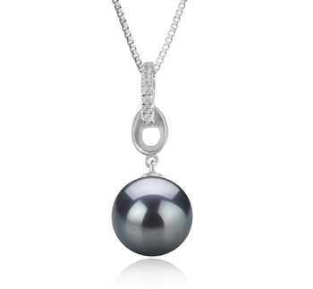 9-10mm AAA Quality Tahitian Cultured Pearl Pendant in Sierra Black