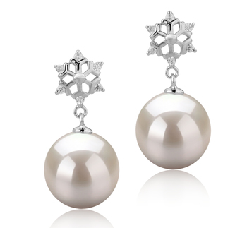 10-11mm AAAA Quality Freshwater Cultured Pearl Earring Pair in Snow White 10-11mm AAAA Quality Freshwater Cultured Pearl Earring Pair in Snow White