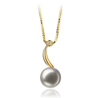 8-9mm AAA Quality Japanese Akoya Cultured Pearl Pendant in Sora White