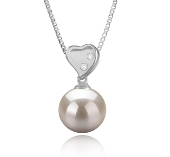 9-10mm AAAA Quality Freshwater Cultured Pearl Pendant in Taima Heart White 9-10mm AAAA Quality Freshwater Cultured Pearl Pendant in Taima Heart White