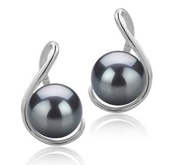6-7mm AAAA Quality Freshwater Cultured Pearl Earring Pair in Tamika Black 6-7mm AAAA Quality Freshwater Cultured Pearl Earring Pair in Tamika Black