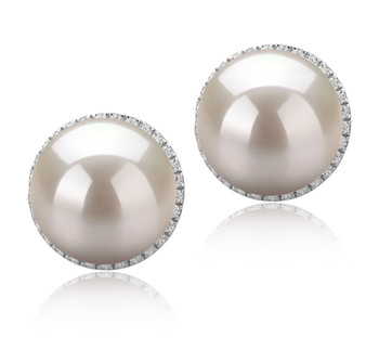 10-11mm AAAA Quality Freshwater Cultured Pearl Earring Pair in Tammy White 10-11mm AAAA Quality Freshwater Cultured Pearl Earring Pair in Tammy White