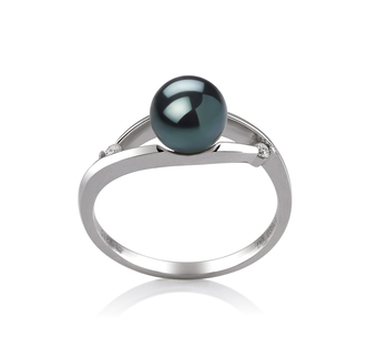 6-7mm AA Quality Japanese Akoya Cultured Pearl Ring in Tanya Black