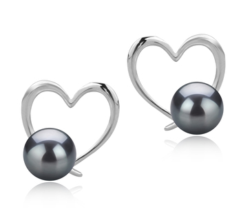 7-8mm AAAA Quality Freshwater Cultured Pearl Earring Pair in Vanessa Black 7-8mm AAAA Quality Freshwater Cultured Pearl Earring Pair in Vanessa Black