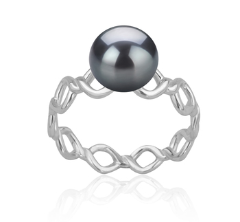 7-8mm AAAA Quality Freshwater Cultured Pearl Ring in Wave Black 7-8mm AAAA Quality Freshwater Cultured Pearl Ring in Wave Black