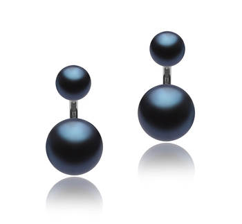 6-11mm AAA Quality Freshwater Cultured Pearl Earring Pair in Zelda Black 6-11mm AAA Quality Freshwater Cultured Pearl Earring Pair in Zelda Black
