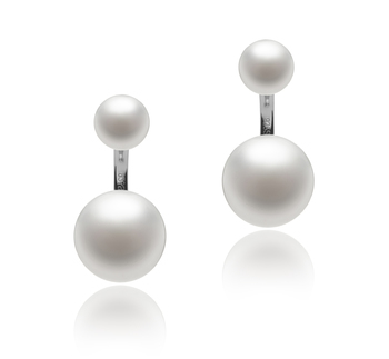 6-11mm AAA Quality Freshwater Cultured Pearl Earring Pair in Zelda White 6-11mm AAA Quality Freshwater Cultured Pearl Earring Pair in Zelda White