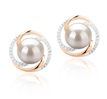 8-9mm AAAA Quality Freshwater Cultured Pearl Earring Pair in Zina White 8-9mm AAAA Quality Freshwater Cultured Pearl Earring Pair in Zina White