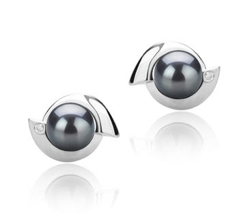 6-7mm AAAA Quality Freshwater Cultured Pearl Earring Pair in Zorina Black 6-7mm AAAA Quality Freshwater Cultured Pearl Earring Pair in Zorina Black